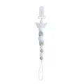 Baby teething clip with white angel silicone beads and grey braided pacifier chain - White