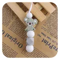 Grey silicone koala teether necklace with assorted grey and white sensory beads - Gray