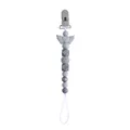 Baby pacifier clip with angel wings, morandi silicone beads and crochet bead detail - Gray