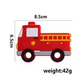 Red fire truck silicone baby teether with 8.5cm x 6.5cm dimensions and 42g weight - Fire Truck Teether / Red
