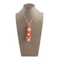 Silicone baby teething necklace featuring an orange fox pendant and matching beads - Fox