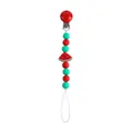 Sujetachupetes de silicona con cuentas rojas y colgante de sandía sonriente - Rojo