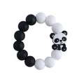 Cartoon panda silicone baby teether bracelet with alternating black and white round beads - Panda