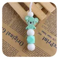 Pendentif de dentition koala en silicone vert menthe avec perles géométriques - Vert