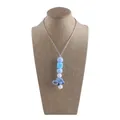 Silicone teething necklace featuring blue car pendant and geometric beads for babies - Car