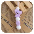 Pendentif de dentition koala en silicone violet avec perles rondes et géométriques - Violet