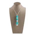 Mint green and cyan silicone teething necklace with cartoon turtle pendant and beads - Turtle