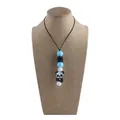 Silicone teething necklace with blue and black beads and a cute panda pendant - Panda