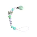 Catenella portaciuccio in silicone verde menta e bianco con gatto e perle BABY - Catenella Portaciuccio Verde