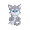 Grauer Silikon Beißring mit fuchs Design und herzförmigem Griff für Babys und Kleinkinder - Grau Beißring