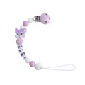 Catenella portaciuccio viola per neonati con volpe in silicone e perline BABY - Catenella Per Ciuccio Viola