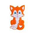 Orangefarbener Silikon-Fuchs-Beißring mit Herzausschnitt für Schnullerketten - Orange Beißring