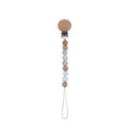 Beech wood and silicone pacifier clip with white and marble beads on a white background - Marble Gray
