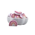 Cartoon silicone rainbow teether bead for DIY pacifier clips in pastel colors - Pink