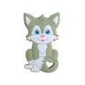 Grüner Schnullerketten-Beißring aus Silikon in süßer Cartoon-Wolf-Form für Babys - Grüner Beißring