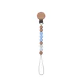 Blue and white silicone beads with beech wood pacifier clip for baby teething DIY - Light Blue