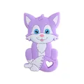 Hellvioletter Silikon-Beißring mit Fuchs-Design und herzförmigem Griff für Babys - Violetter Beißring