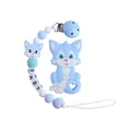 Massaggiagengive lupo blu in silicone con perle BABY personalizzate e clip per ciuccio - Combinazione Massaggiagengive Volpe Blu e Catenella