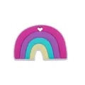 Anneau de dentition arc-en-ciel en silicone pour bébé avec trou de suspension en cœur - Violet