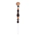 DIY baby pacifier clip with leopard print silicone beads and natural beech wood - Pacifier Clip / Coffee