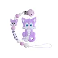 Catenella portaciuccio viola con massaggiagengive a volpe e perline con nome - Combinazione Massaggiagengive Volpe Viola e Catenella