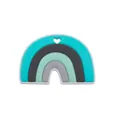 Anneau de dentition arc-en-ciel en silicone avec trou en cœur, tons menthe et gris - Gris