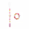 Rosa Heißluftballon Silikon Beißring Armband und Schnullerketten Set für Babys - Rosa