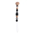 DIY beech wood baby pacifier clip with leopard print silicone beads and wooden beads - Pacifier Clip / Black