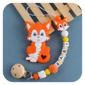 Silikon-Fuchs-Beißring in Orange mit personalisierter BABY-Buchstaben-Schnullerkette - Orange-Set