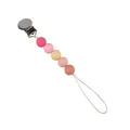 Catenella portaciuccio in perle di silicone Morandi con clip in metallo per bebè - Rosa