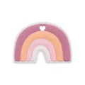 Anneau de dentition arc-en-ciel en silicone aux tons Morandi avec trou de coeur - Nouveau Rose