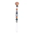 DIY baby pacifier clip with marble silicone beads and natural beech wood beads - Pacifier Clip / Gray