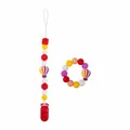 Silikon Beißring Armband und Schnullerkette Set mit buntem Heißluftballon Design für Babys - Rot