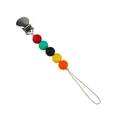 Catenella portaciuccio per neonati con perline in silicone colorate e clip in metallo - Rosso