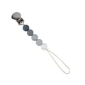 Catenella portaciuccio in silicone con perline grigie sfumate e clip in metallo - Grigio