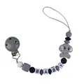 Elephant pacifier clip with grey silicone beads and BABY letter charms for infants - Single Pacifier Chain / Gray Pacifier Clip