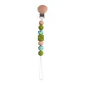 DIY baby pacifier clip with leopard print silicone beads and beech wood animal teether - Pacifier Clip / Avocado Green