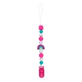 Regenbogen Silikon Beißring Clip mit bunten Perlen und sicherem Kunststoffverschluss - Fuchsia