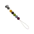 Catenella portaciuccio in silicone con perle gialle, marroni, verdi e bordeaux - Curcuma