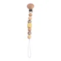 DIY beech wood and yellow silicone bead pacifier clip with leopard print terrazzo accents - Pacifier Clip / Light Yellow