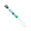 Catenella portaciuccio con perline di silicone blu e grigie e clip metallica - Blu