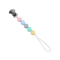 Catenella portaciuccio in silicone con perline macaron e clip in metallo - Colore macaron