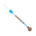 Baby pacifier clip with blue elephant silicone bead and wooden BABY letter beads - Blue