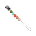Catenella portaciuccio con perline in silicone colorate e clip in metallo argento - Verde avocado