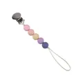 Catenella portaciuccio per neonati con clip in metallo e perline in silicone color pastello - Viola