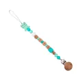 Mint green silicone baby pacifier clip with elephant charm and wooden alphabet beads - Green