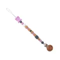 Purple silicone elephant teething clip with wooden baby beads and pacifier chain - Purple