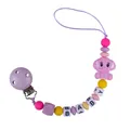 Pink elephant baby pacifier clip with colorful silicone beads and BABY letter charms - Purple Pacifier Clip