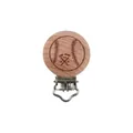 Buchenholz Schnullerkette mit eingraviertem Baseball-Muster und Metallclip - Rugbyball