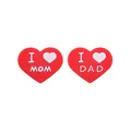 Perle a cuore in silicone rosso con testo I Love Mom e I Love Dad per catenelle fai-da-te - Rosso